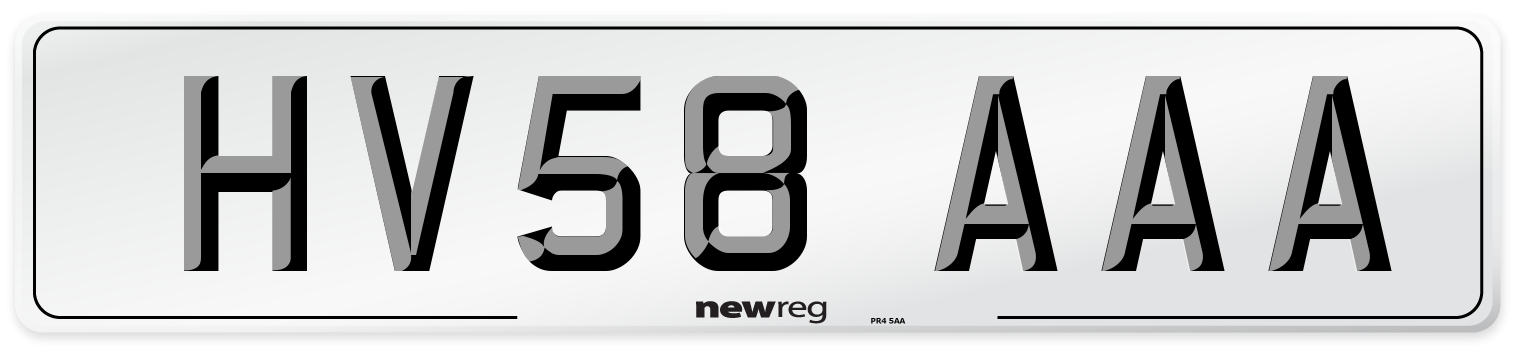 HV58 AAA Number Plate from New Reg